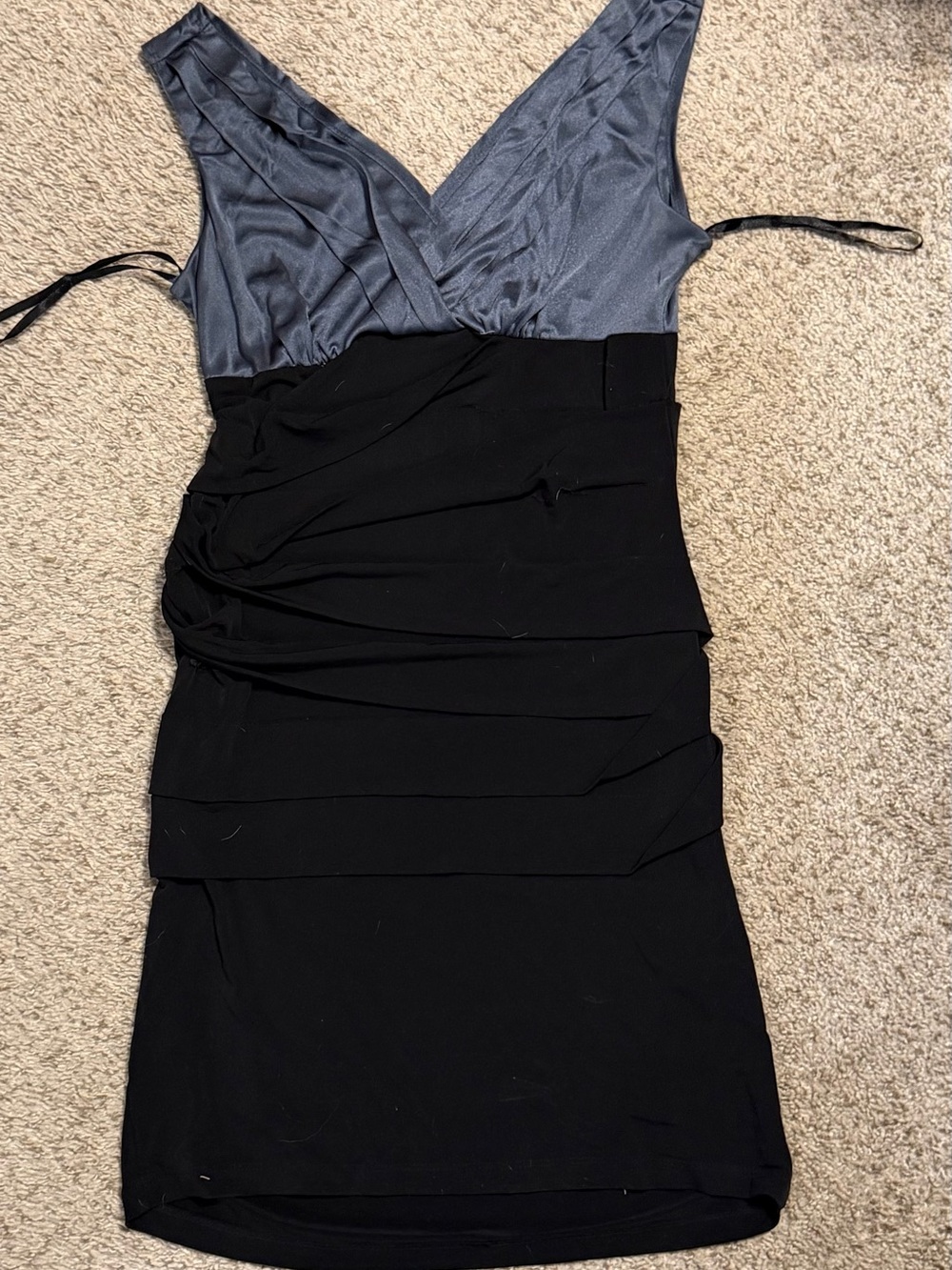 Sweet Storm One-Shoulder Two-Tone Cocktail Dress - Slate and Black